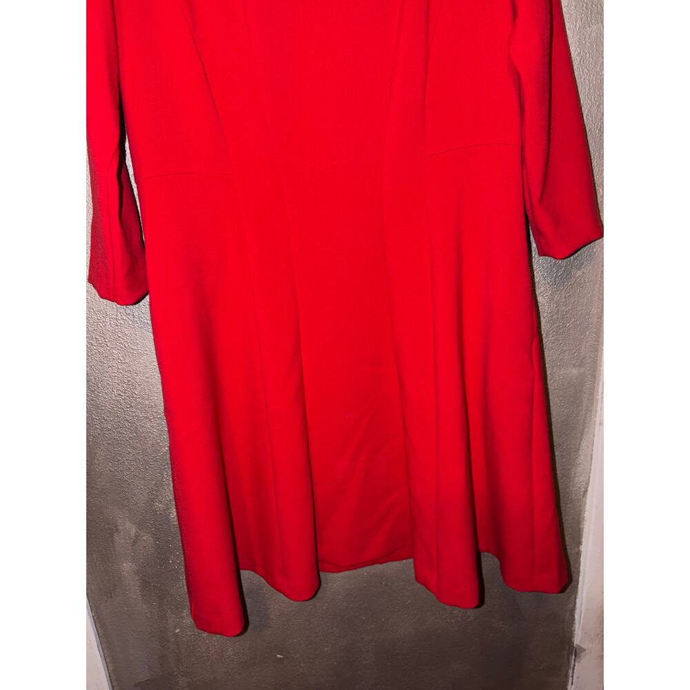 Ann Taylor Red V Neck Dress Side Pockets Women’s 16T Preppy Professional - Picture 5 of 9